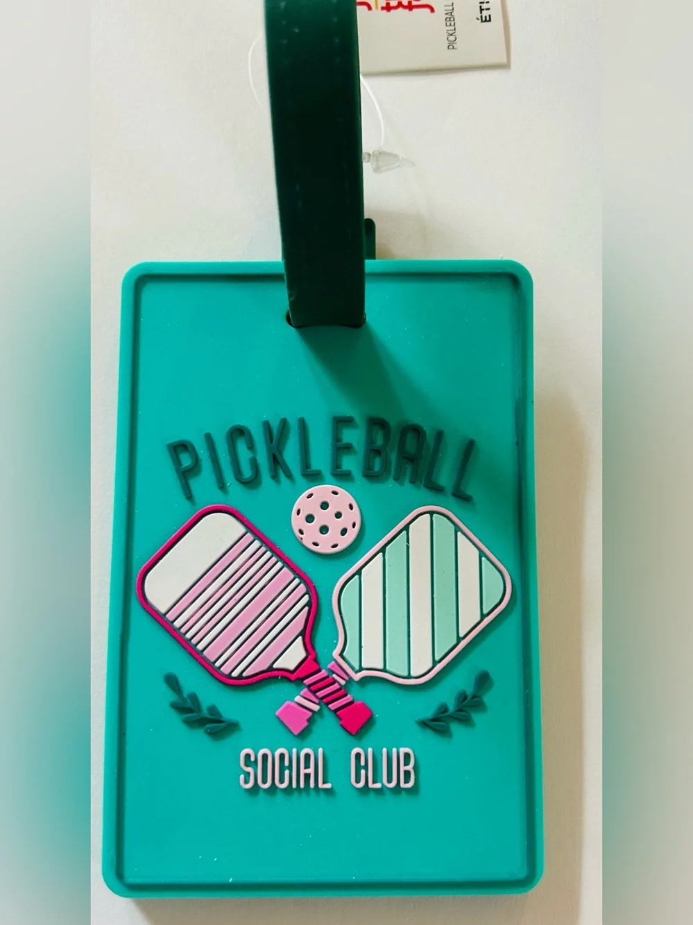 New 2 Pickleball Luggage Tags Green and Pink